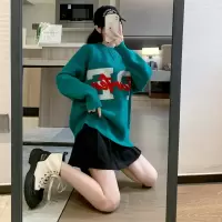 [3件8.5折127.4元,叠加优惠券]唐狮秋冬季毛衣女韩版宽松圆领大字母套头上衣休闲百搭