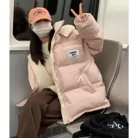 [1折价89.9元,叠加优惠券]唐狮秋冬新款女连帽短款口袋拉链织标棉衣百搭保暖时髦遮肉