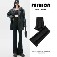 唐狮休闲长裤女高腰显瘦黑色时尚喇叭裤垂感时尚高腰垂感喇叭裤女