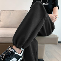 [1.5折价53元]唐狮休闲长裤女宽松休闲运动裤脚口橡筋抽绳束脚阔腿针织运动裤子女