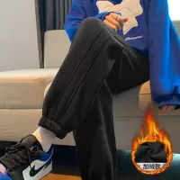 [3件8.5折58.7元,叠加优惠券]唐狮运动休闲裤女加绒保暖春秋季束脚卫裤侧边分割线黑色显瘦哈伦裤女