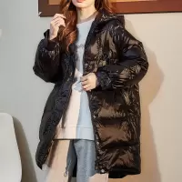 [3件8.5折339.2元,叠加优惠券]唐狮冬季羽绒服女新款韩版亮面连帽长款上衣时尚潮
