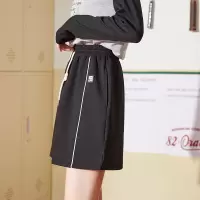 [3件8.5折59.4元,叠加优惠券]唐狮半身裙抽绳运动黑色短裙夏季新款少女高腰百搭包臀a字裙