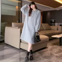 [2.5折价109.9元,叠加优惠券]唐狮连帽卫衣连衣裙女长款春装新款学院风裙子春季流行穿搭女装s