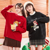 [2.5折价92元]崔迪联名款毛衣女唐狮新款女圆领毛线衫日系慵懒风上衣xz
