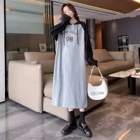 [3件8.5折110.4元,叠加优惠券]唐狮插肩袖连帽卫衣连衣裙女春季流行穿搭女装长款春装新款裙子s