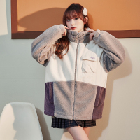 [2.5折价177元]唐狮冬季新款流行仿羊羔毛外套女秋冬立领加厚毛茸茸大衣K