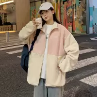 [8.5折价93.4元叠加优惠券]唐狮摇粒绒外套女秋冬款新款流行立领加绒加厚冬季上衣K