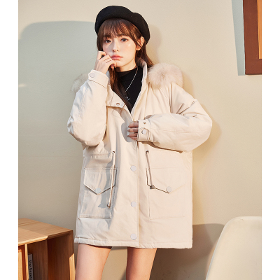 [2.5折价217元]唐狮冬装新款派克服棉衣女中长款连帽超好看加厚棉袄外套K