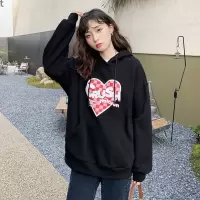 [1折价60.9元叠加优惠券]唐狮秋季新款女卫衣爱心连帽宽松oversize设计感别致上衣外套