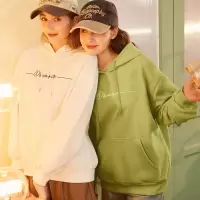 [1.5折价73元]唐狮秋季新款女卫衣连帽宽松设计感小众oversize字母套头上衣