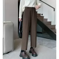 [3件8.5折127.4元,叠加优惠券]唐狮毛呢西装裤女秋冬新款烟管裤子显瘦直筒高腰哈伦九分裤A