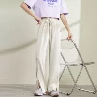 [3件8.5折110.4元,叠加优惠券]唐狮新款冰丝裤女夏薄款显瘦显高阔腿裤宽松百搭高腰休闲裤CK