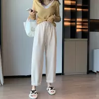 [3件8.5折93.4元,叠加优惠券]唐狮新款女休闲卫裤直筒宽松薄款垂感哈伦裤高腰显瘦百搭裤