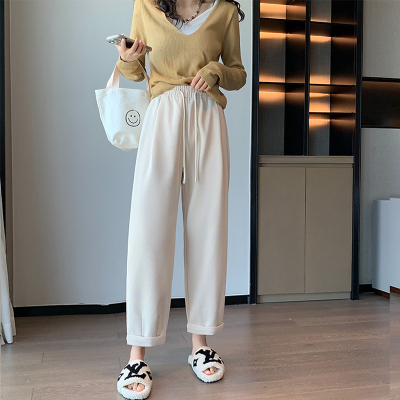 [3件8.5折93.4元,叠加优惠券]唐狮新款女休闲卫裤直筒宽松薄款垂感哈伦裤高腰显瘦百搭裤
