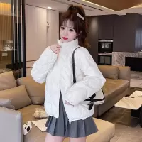 [3件8.5折314.4元,叠加优惠券]唐狮冬装新款菱形格羽绒服女小个子白色立领秋冬季保暖外套K