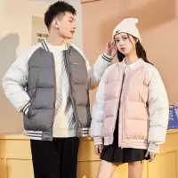 [2件8.8折]唐狮冬季新款情侣羽绒服男女装短款面包服学生潮款加厚棒球服