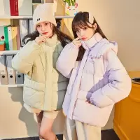 [2件8.8折]唐狮羽绒服女冬季短款新款时尚流行冬装外套连帽加厚面包服K