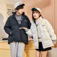 [3件8.5折339.9元,叠加优惠券]唐狮冬季新款情侣装立领羽绒服男女后背刺绣加厚短款面包服潮