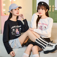 草莓熊联名唐狮秋季新款休闲甜美长袖T恤女百搭宽松上衣女