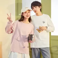 [3件8.5折59.4元,叠加优惠券]唐狮秋新款情侣长袖T恤休闲男女打底衫显瘦宽松上衣情侣装潮