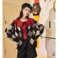 [2件8.8折]唐狮春秋冬款长袖衬衫女娃娃领设计感小众法式上衣藏肉内搭
