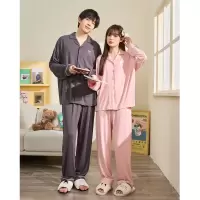 [3件8.5折110.4元,叠加优惠券]唐狮秋季新款情侣薄款睡衣女长袖开衫两套居家服孕妇睡衣男
