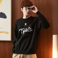 [2件8.8折123.1元,叠加优惠券]唐狮秋冬季男毛衣新款黑色针织衫卡通图案宽松休闲上衣毛衫潮