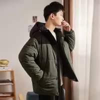 [3件8.5折186.9元,叠加优惠券]唐狮冬季新款棉衣男装短款连帽拼接棉服学生加厚上衣棉袄外套