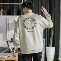 [8.5折]唐狮春秋冬季新款加绒圆领卫衣男生后背印花宽松套头外套上衣