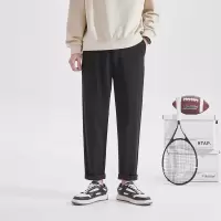 [8.5折价127.4元叠加优惠券]唐狮秋冬新款男休闲裤仿毛呢加厚九分西装裤男直筒韩版锥形长裤