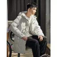 [3件8.5折322.9元,叠加优惠券]唐狮冬装新款男中长款连帽羽绒服加厚衔缝休闲口袋羽绒外套G