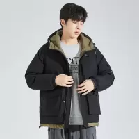 [1折价179.9元,叠加优惠券]唐狮冬季新款羽绒服男撞色拼接宽松短款连帽保暖加厚外套潮流