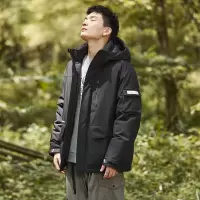 [3件8.5折424.9元,叠加优惠券]唐狮冬季新款连帽羽绒服男立领工装短款加厚冲锋外套学生潮款