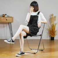 唐狮牛仔背带短裤女夏季新款宽松高腰休闲时尚减龄背带裤潮