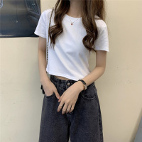 [1折价26.9元,叠加优惠券]唐狮短袖女夏新款圆领修身短款T恤上衣韩版时尚别致百搭潮