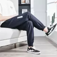 [1折价39.9元叠加优惠券]唐狮男裤夏季薄款侧边拉链潮牌宽松束腿速干裤子男运动裤男士休闲裤