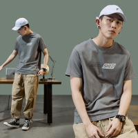 [1.5折价26元]唐狮短袖T恤男士T恤短袖青少短袖t前胸多排文字撞色方块短袖T