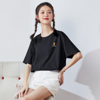 唐狮清凉夏季短袖T恤女左胸可爱小鹿印花可爱俏皮简约时尚潮