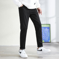 唐狮秋冬新款牛仔裤男加绒修身小脚潮牌弹力男士长裤子学生潮流