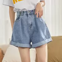[1折价42.9元,叠加优惠券]唐狮牛仔短裤女夏季新款韩版高腰牛仔短裤宽松薄款阔腿裤显瘦