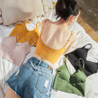 唐狮u型美背内衣女夏吊带背心式打底带胸垫抹胸内搭上衣文胸一体