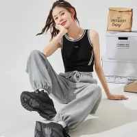[99元5件]唐狮新款吊带女时尚运动针织背心外穿内搭设计感短款修身上衣