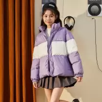 [1折价129.9元叠加优惠券]唐狮冬季羽绒服女新款韩版宽松短款立领拼接外套保暖鸭绒时尚
