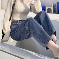 唐狮秋冬季新款女牛仔长裤宽松直筒裤显瘦潮流百搭裤子女