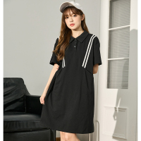 唐狮显瘦黑色连衣裙女夏新款polo裙女短款裙子女夏季休闲女装w