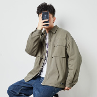 唐狮冬装新款加绒纯色日韩工装百搭简约时尚男外套休闲潮