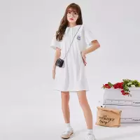 [2.5折价58.3元叠加优惠券]唐狮夏装新款女连衣裙领后背犬系女孩印花宽松设计裙子DY