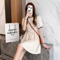 [1折价46.9元,叠加优惠券]唐狮可甜可盐连衣裙夏季女年新款收腰显瘦A字裙白色短袖T恤裙