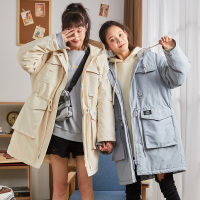 唐狮外套女新款冬装原宿bf外套工装宽松休闲流行中长款棉衣女ins